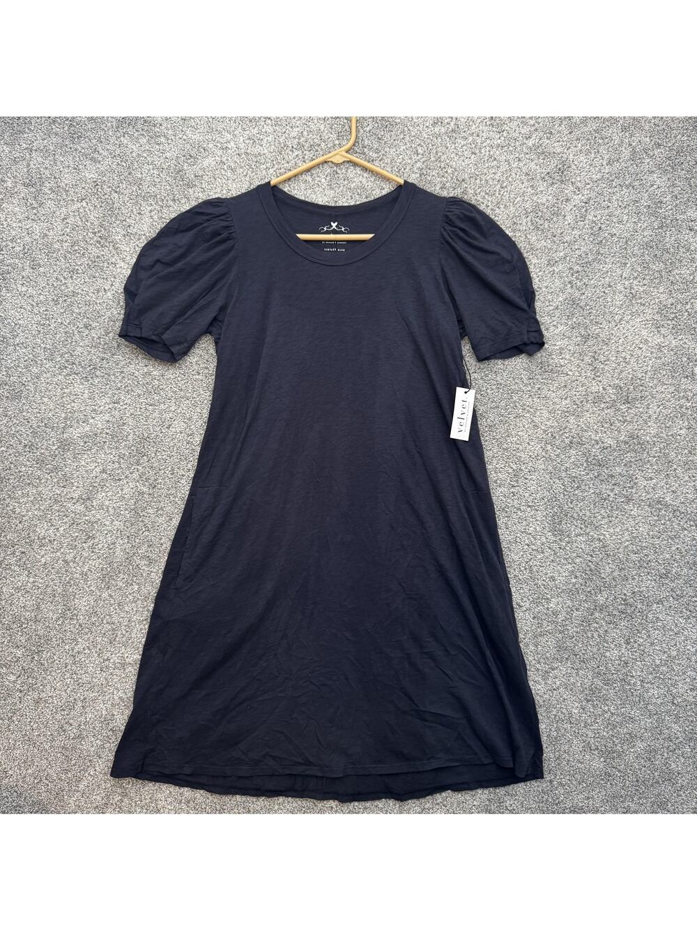 Velvet by Graham & Spencer Dress S Puff Sleeve Vintage Slub Cottagecore Romantic
